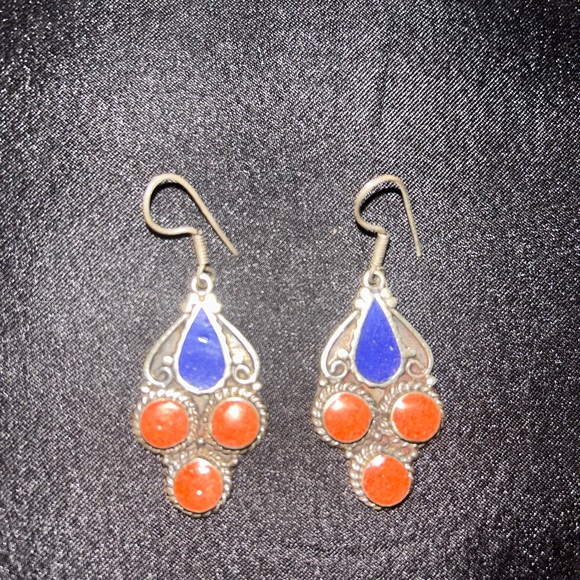 Estate Find Earrings. Stones set in Antique Brass.